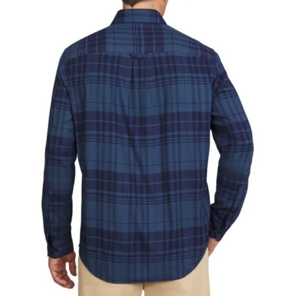 LANDS END Men Brushed Twill Button Down Shirt M Blue Tartan Plaid Flannel NWT - Picture 4 of 11